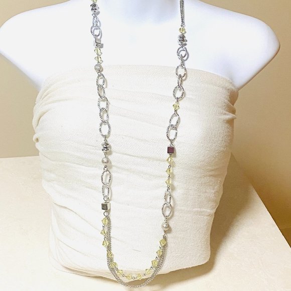 3/$10, Silver Tone Jewelry Set, Mismatched Long Necklace + Drop Earrings - Picture 2 of 8